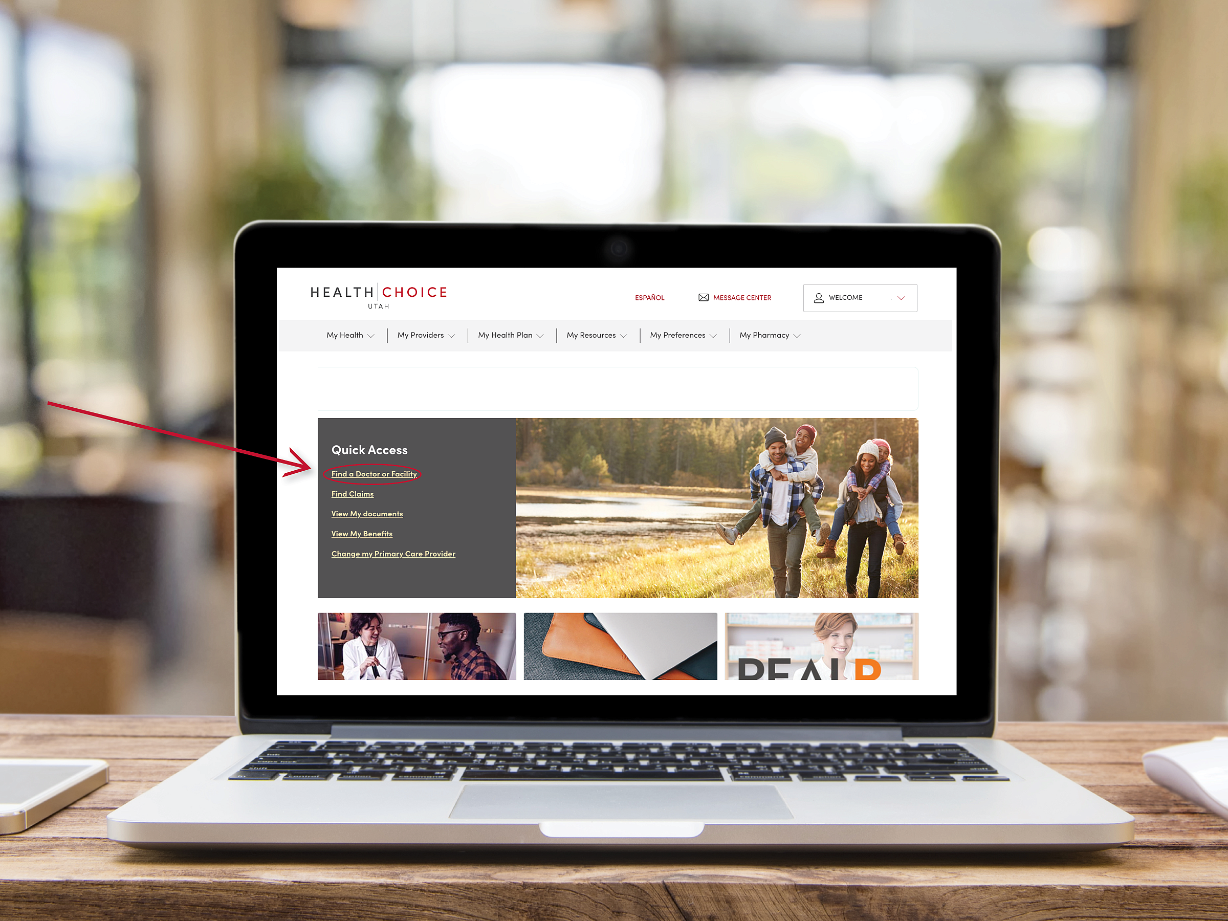 Laptop displaying Member Portal - Find a Provider