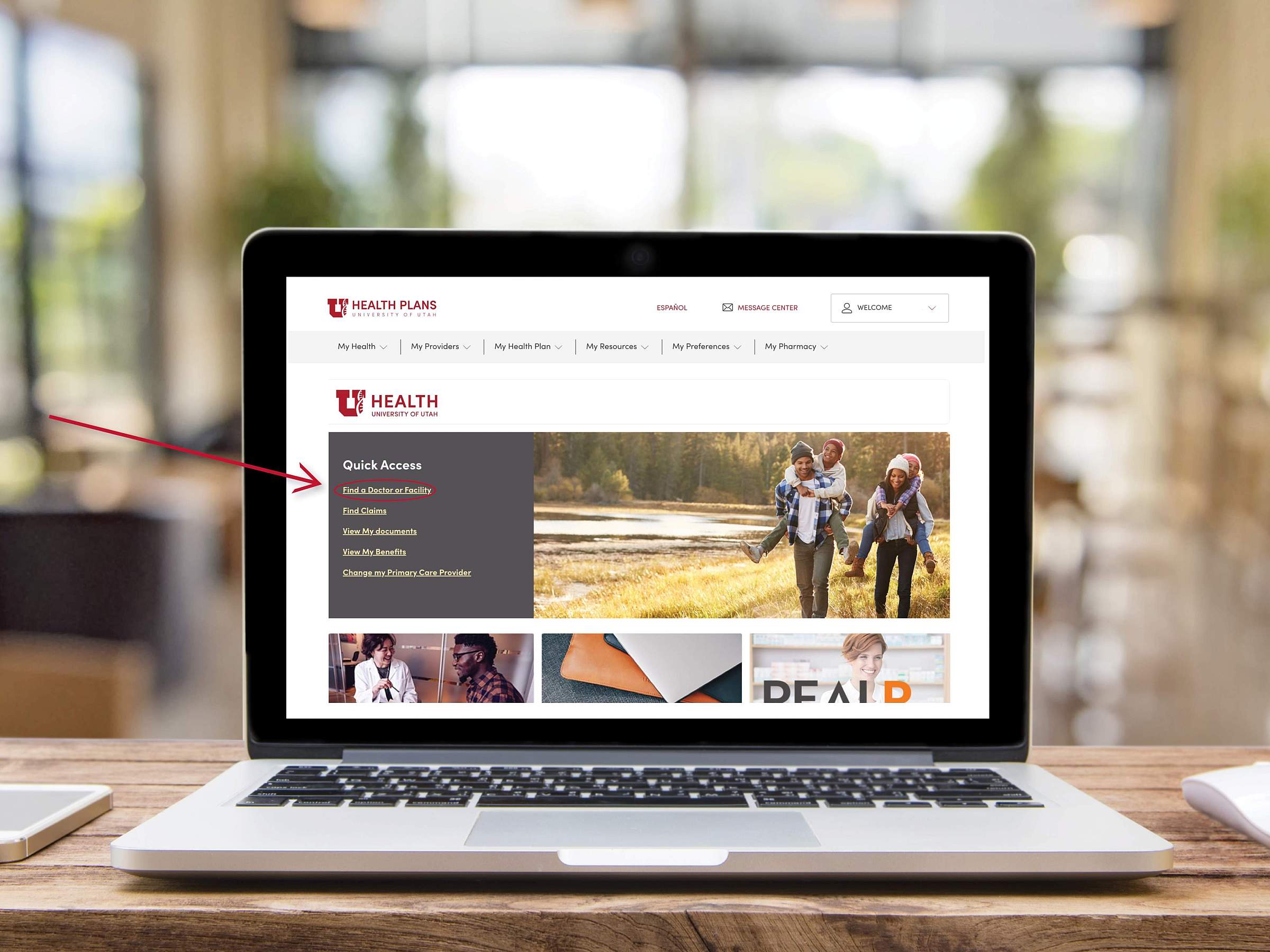 Laptop displaying Member Portal - Find a Provider